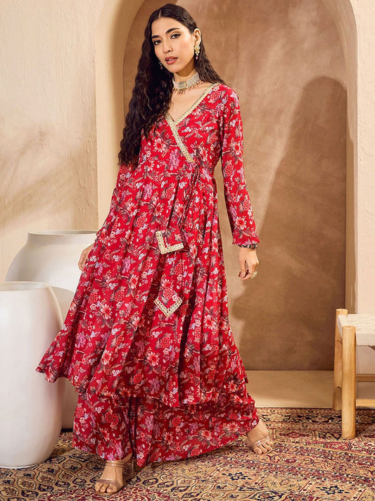 Floral Printed Anarkali Kurta with Palazzos
