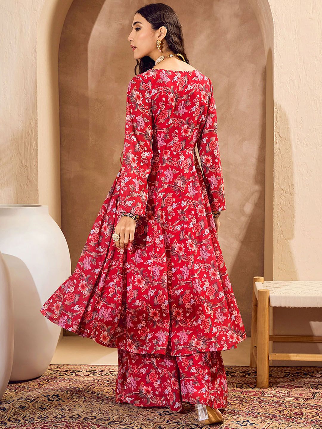 Floral Printed Anarkali Kurta with Palazzos