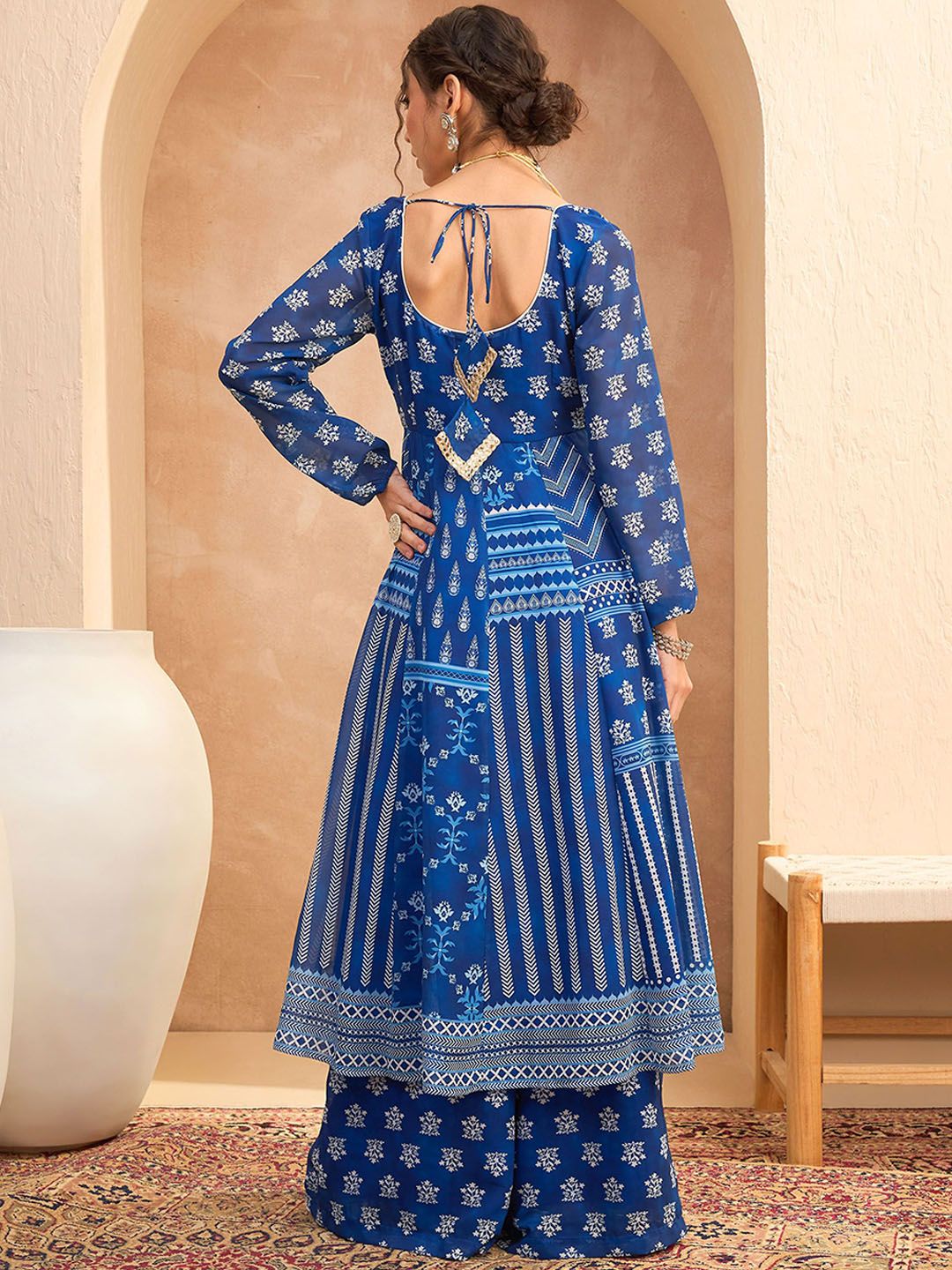Floral Printed Anarkali Kurta with Palazzos