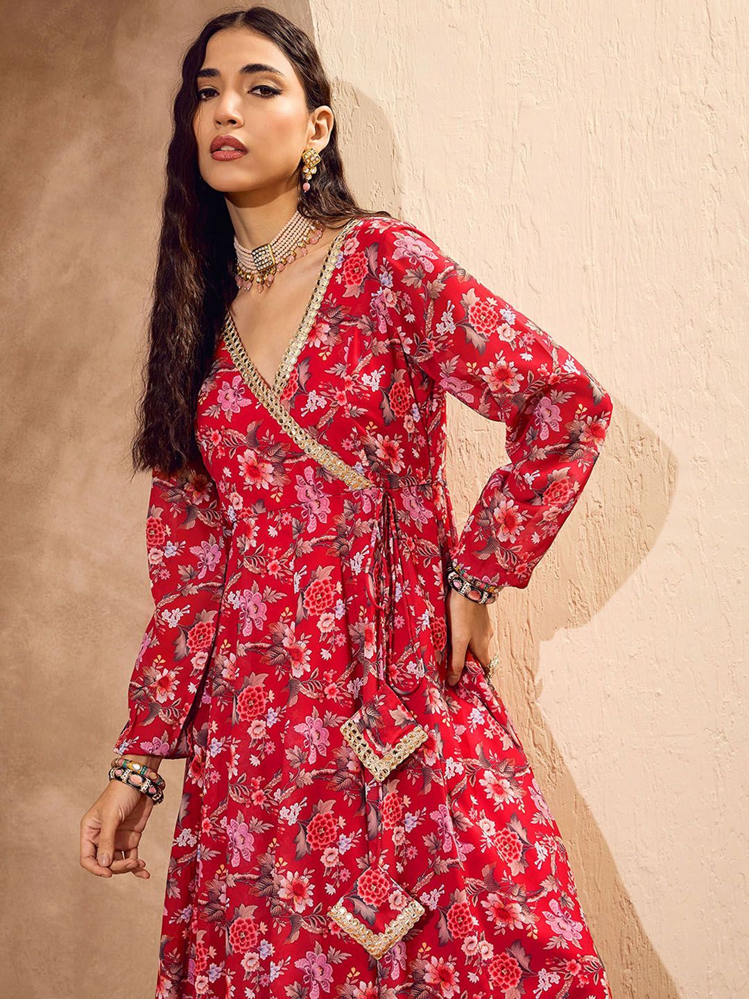 Floral Printed Anarkali Kurta with Palazzos