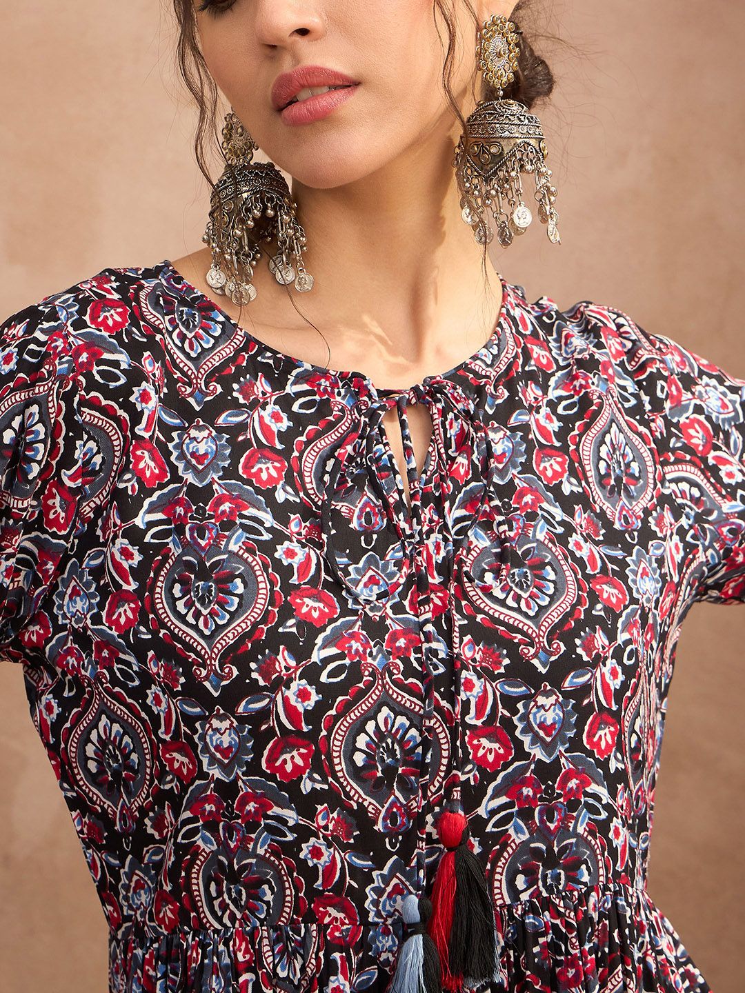 Floral Printed Anarkali Kurta with Trousers