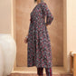 Floral Printed Anarkali Kurta with Trousers