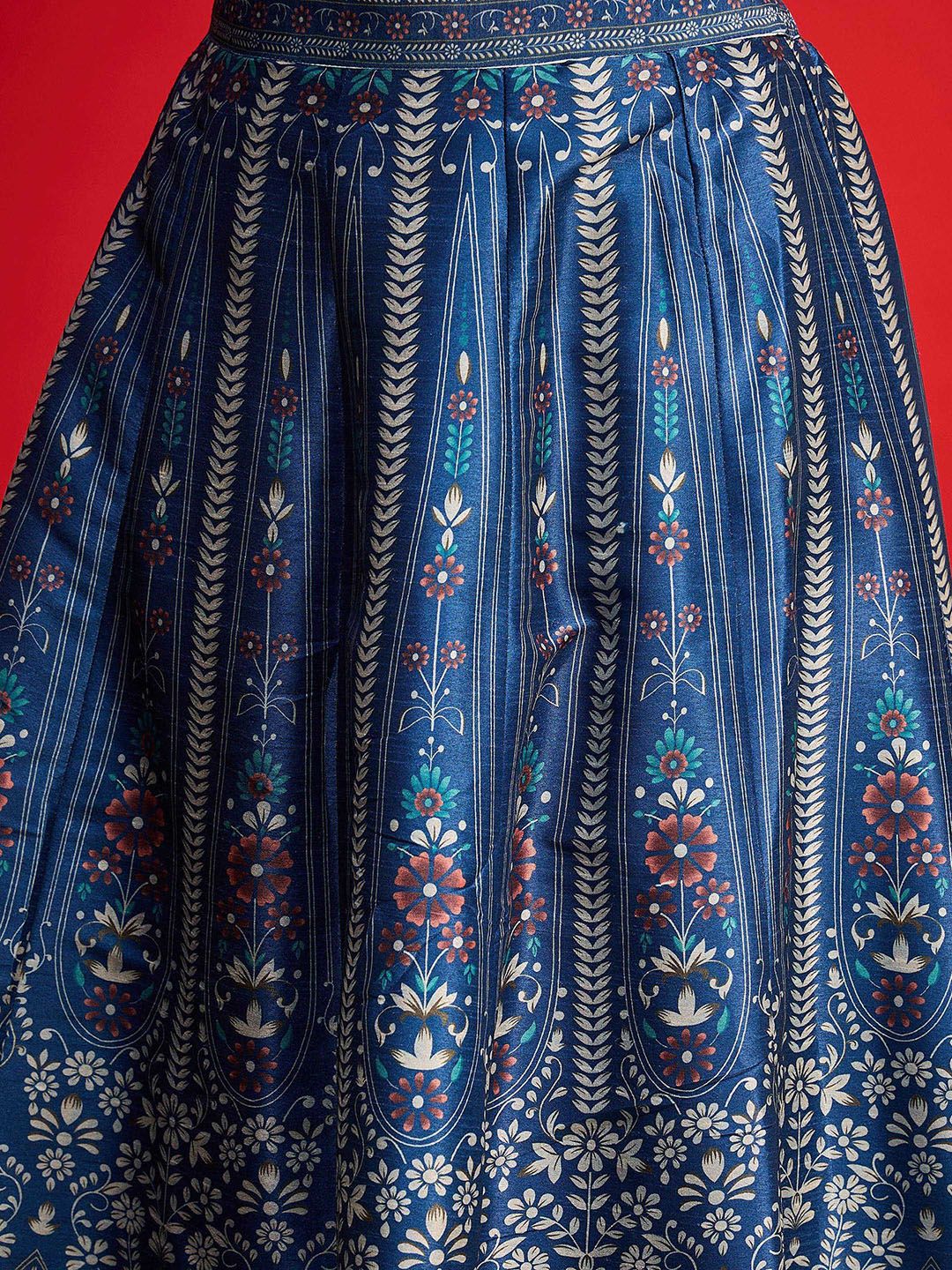 Floral Printed Blazer Top With Anarkali Skirt