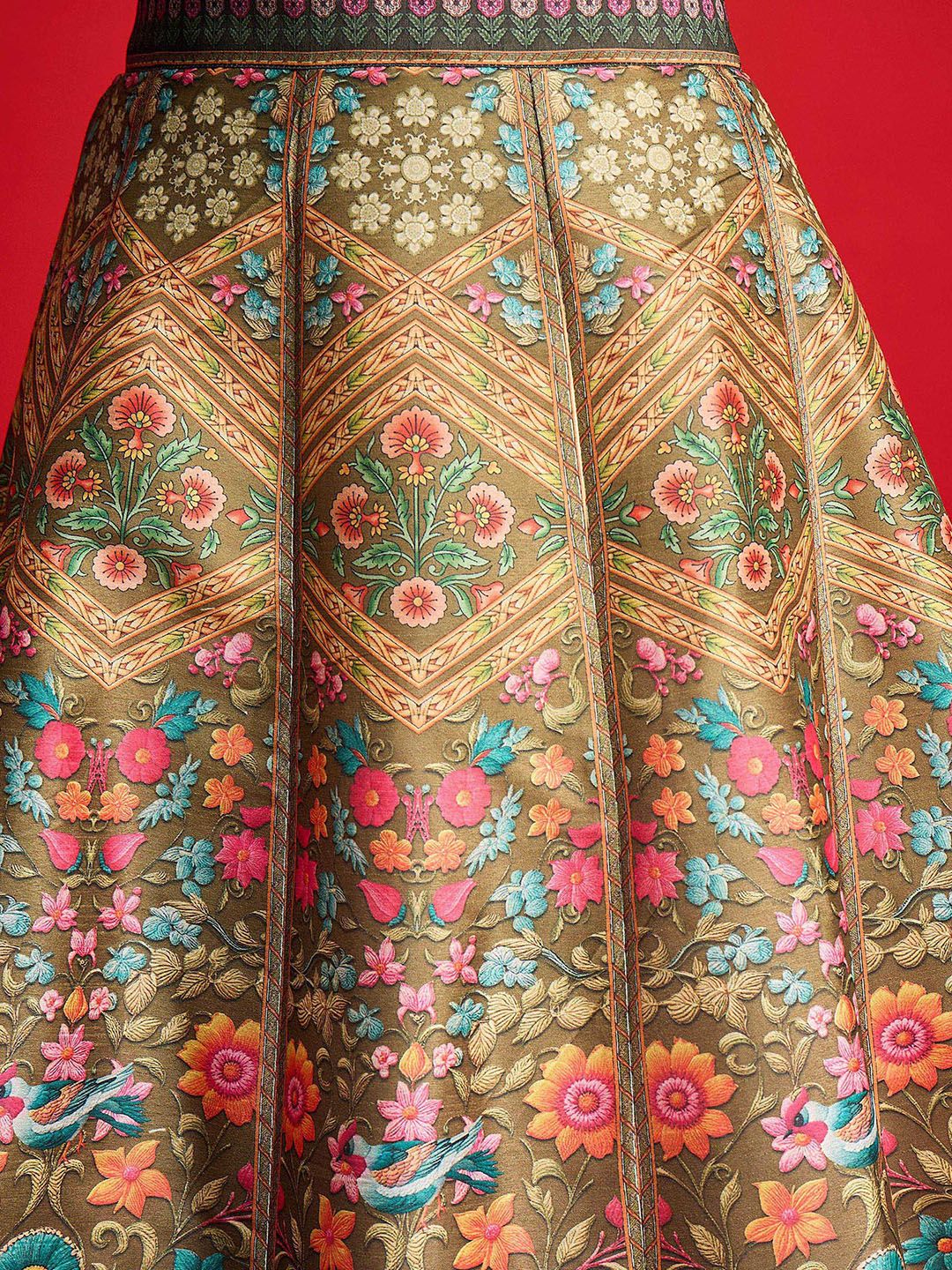 Floral Printed Blazer Top With Anarkali Skirt