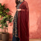 Floral Printed Boat Neck Pure Cotton Kurta With Palazzos & Dupatta