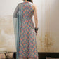 Floral Printed Boat Neck Pure Cotton Kurta With Palazzos & Dupatta