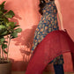 Floral Printed Boat Neck Pure Cotton Kurta With Palazzos & Dupatta