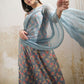 Floral Printed Boat Neck Pure Cotton Kurta With Palazzos & Dupatta