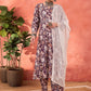 Floral Printed Cambric Cotton Straight Kurta With Palazzos & Dupatta