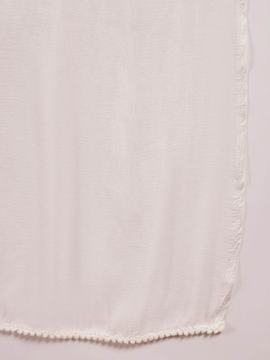 Floral Printed Cambric Cotton Straight Kurta With Palazzos & Dupatta