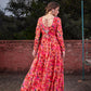Floral Printed Empire Sequinned Anarkali Kurta