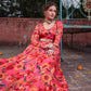 Floral Printed Empire Sequinned Anarkali Kurta