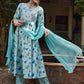 Floral Printed Gotta Patti Pure Cotton Kurta With Trousers & Dupatta