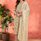 Floral Printed Mandarin Collar Pure Cotton Kurta With Trousers & Dupatta
