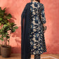 Floral Printed Notch Neck Pure Cotton Aline Kurta Trousers & Dupatta