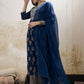 Floral Printed Notch Neck Pure Cotton Kurta With Trousers & Dupatta