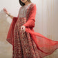 Floral Printed Notch Neck Pure Cotton Kurta With Trousers & Dupatta