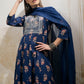 Floral Printed Notch Neck Pure Cotton Kurta With Trousers & Dupatta