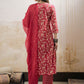 Floral Printed Panelled Mirror Work Pure Cotton Kurta Trousers & Dupatta