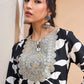 Floral Printed Patchwork Straight Kurti with Dhoti Pants
