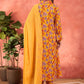 Floral Printed Pleated V-Neck Pure Cotton Kurta With Trousers & Dupatta