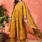 Floral Printed Pure Cotton A-Line Kurta With Palazzos And Dupatta