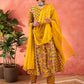 Floral Printed Pure Cotton A-Line Kurta With Palazzos And Dupatta