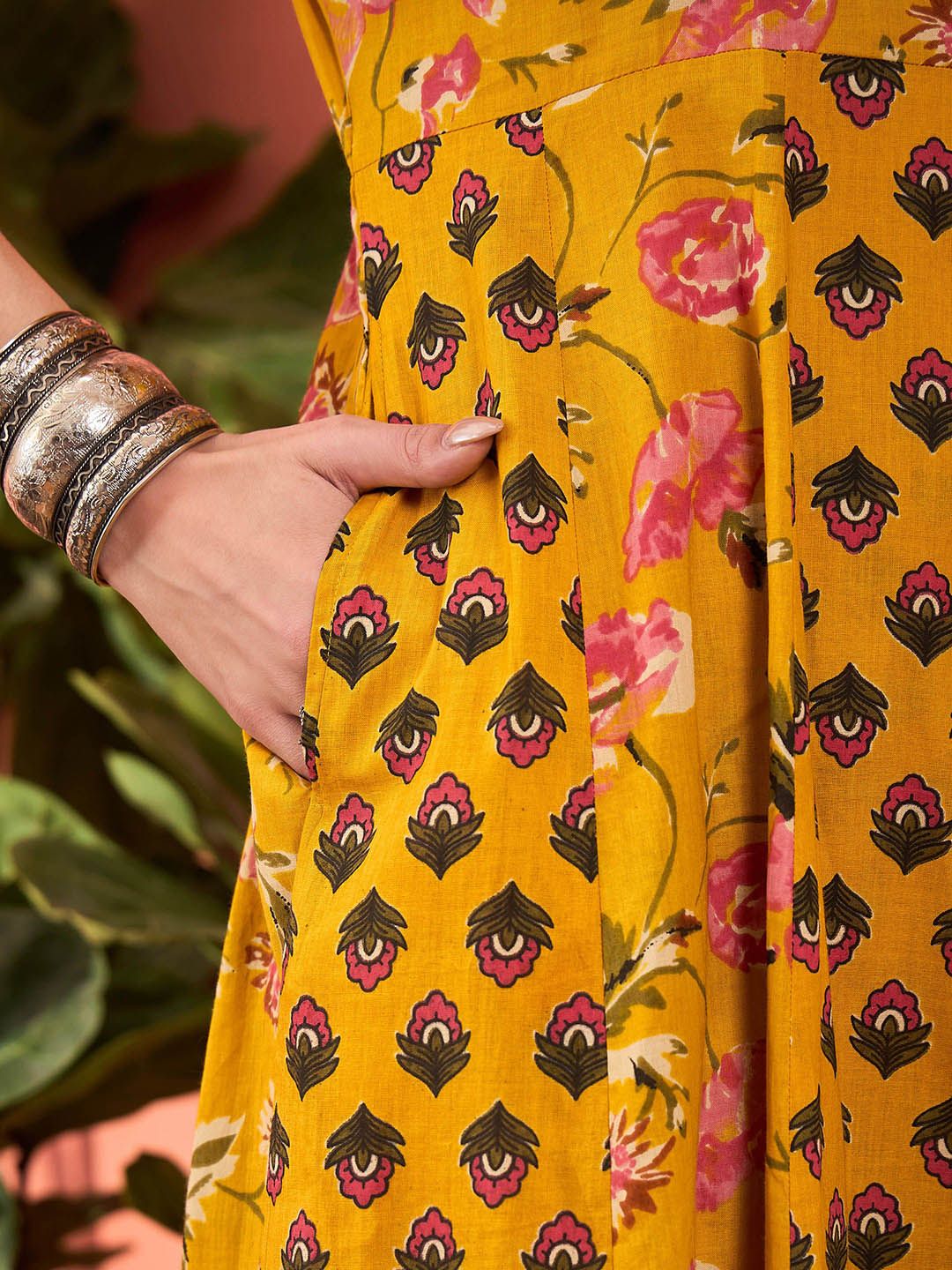 Floral Printed Pure Cotton A-Line Kurta With Palazzos And Dupatta