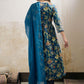 Floral Printed Pure Cotton Anarkali Kurta With Trousers And Dupatta