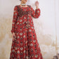 Floral Printed Round Neck Anarkali Georgette Kurta With Palazzo
