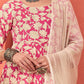 Floral Printed Round Neck Anarkali Kurta With Palazzos & Dupatta