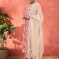 Floral Printed Round Neck Anarkali Kurta With Palazzos & Dupatta