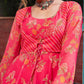 Floral Printed Round Neck Georgette Anarkali Kurta With Palazzos