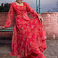 Floral Printed Round Neck Georgette Anarkali Kurta With Palazzos
