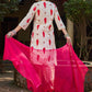 Floral Printed Round Neck Pure Cotton Kurta With Palazzos & Dupatta