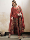 Floral Printed Round Neck Pure Cotton Kurta With Trousers & Dupatta