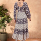 Floral Printed Round Neck Tiered A-Line Pure Cotton Kurta With Trousers