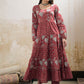 Floral Printed Round Neck Tiered Anarkali Pure Cotton Kurta With Trouser