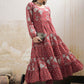 Floral Printed Round Neck Tiered Anarkali Pure Cotton Kurta With Trouser