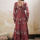 Floral Printed Round Neck Tiered Anarkali Pure Cotton Kurta With Trouser