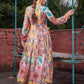 Floral Printed Sweetheart Neck Empire Georgette Anarkali Kurta