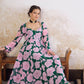 Floral Printed Sweetheart Neck Empire Georgette Anarkali Kurta