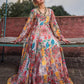 Floral Printed Sweetheart Neck Empire Georgette Anarkali Kurta