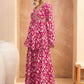 Floral Printed Thread Work Anarkali Kurta with Sharara
