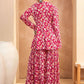 Floral Printed Thread Work Anarkali Kurta with Sharara
