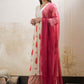 Floral Printed Thread Work Pure Cotton Kurta With Palazzos & Dupatta
