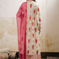Floral Printed Thread Work Pure Cotton Kurta With Palazzos & Dupatta