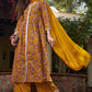 Floral Printed Thread Work Pure Cotton Kurta With Trouser & Dupatta