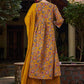 Floral Printed Thread Work Pure Cotton Kurta With Trouser & Dupatta