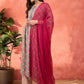 Floral Printed Tie-Up Neck Pure Cotton Kurta With Palazzos & Dupatta